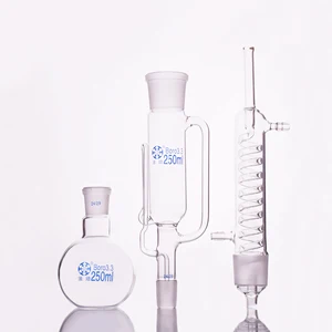 Аппарат для экстракции Soxhlet с конденсатором и заземленными стеклянными соединениями, емкость колбы 100 мл150 мл250 мл500 мл1000 мл2000 мл