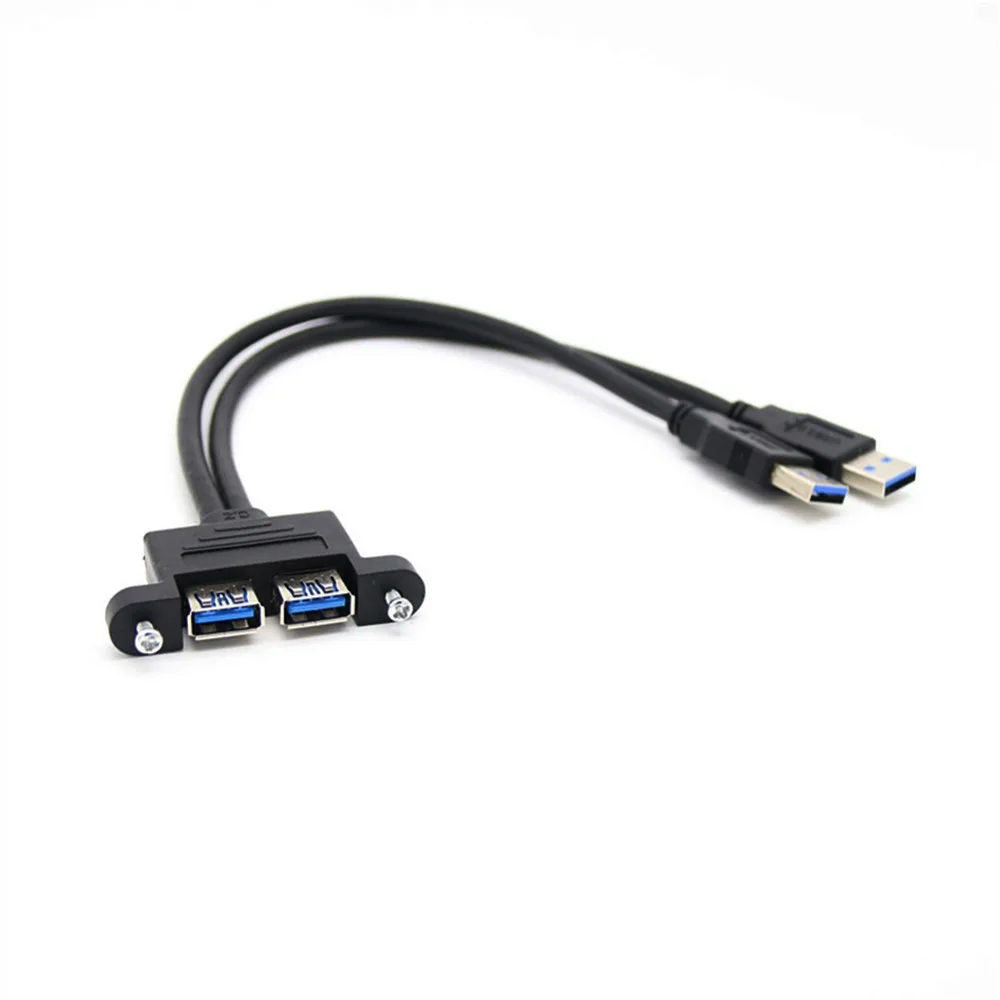 Двойной USB 3 0 папа к двойному Женский USB3.0 удлинитель с винтовой панелью крепление