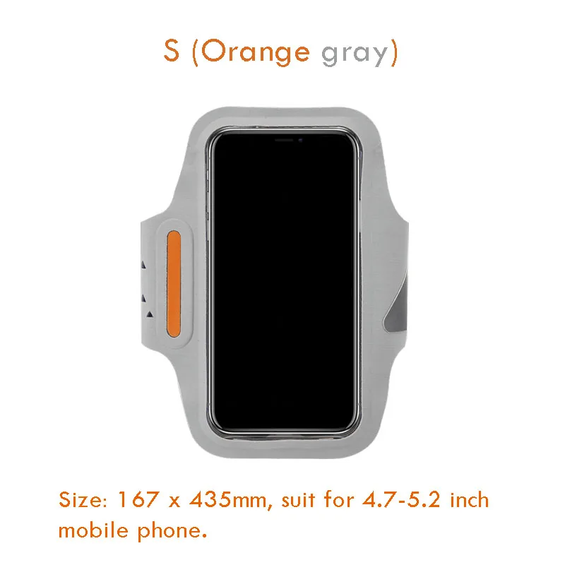 Xiaomi GuildFord спортивный нарукавный Чехол сенсорный экран водонепроницаемый чехол для телефона для бега спортивный пояс сумка для мобильного телефона - Цвет: Orange gray S