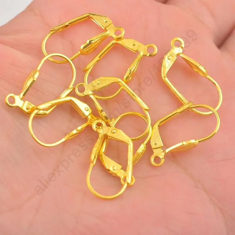 

200pcs Semicircle Yellow Gold Color Flexible Hook Earrings Earwires Woman Jewelry Lever Back Accessories Findings
