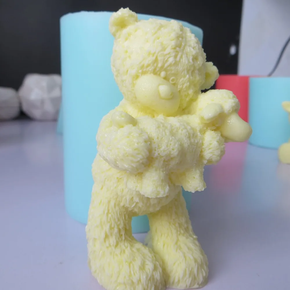Силиконовая форма для мыла 3d Медведь с овечкой силиконовая помадки формы