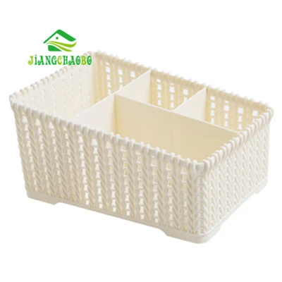 JiangChaoBo имитация ротанга мульти-ящик для хранения косметики отделочные коробки настольные удаленные Канцтовары для управления коробка для хранения - Цвет: Creamy Square