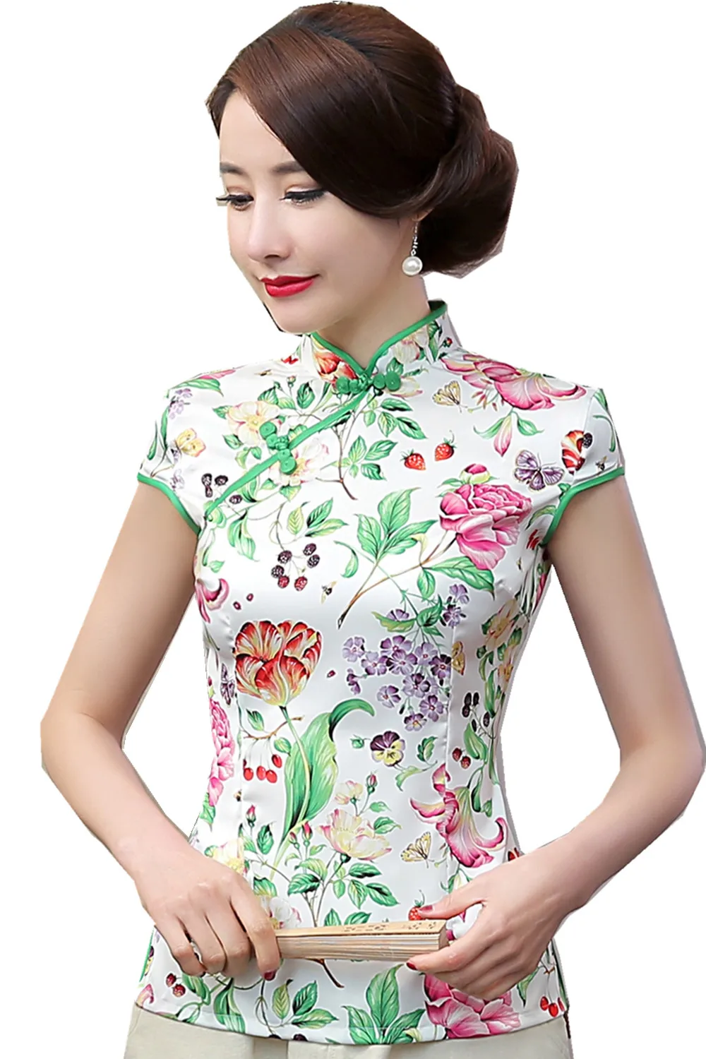 Женский топ и блузка в стиле чонсам китайский из шелка 2 модели на выбор|blouse silk|blouse