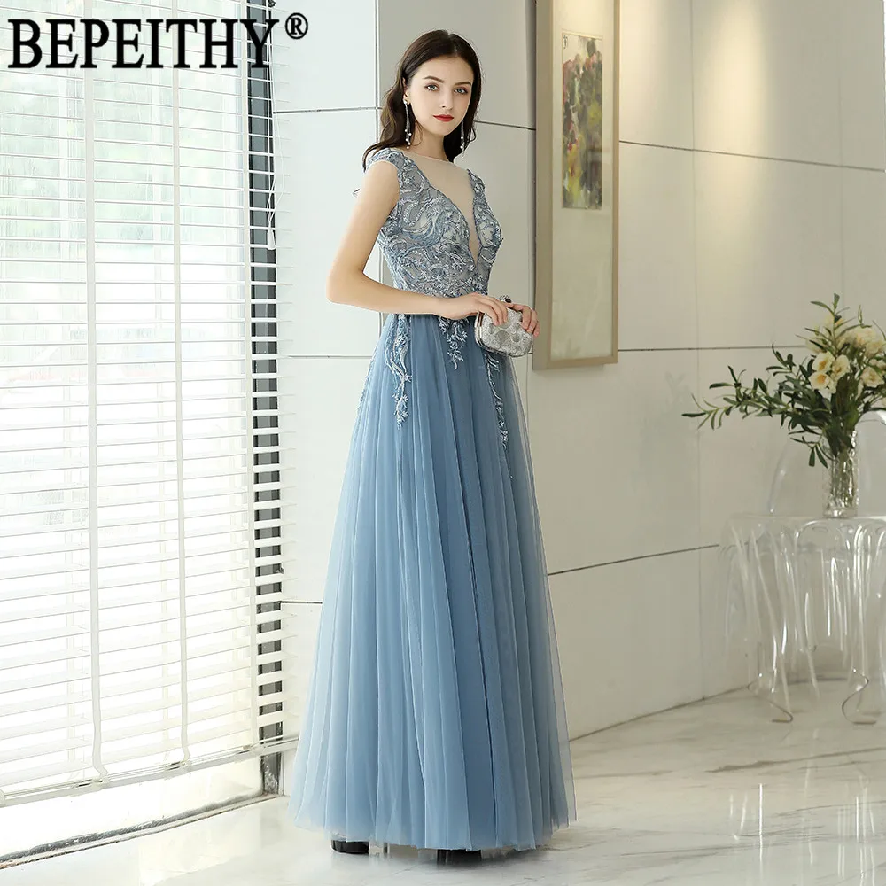 BEPEITHY Vestido De Festa новый дизайн Длинные вечерние платья с вырезом лодочкой рукавами