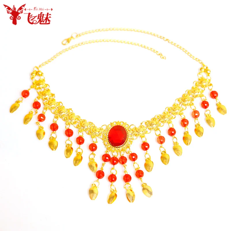 Индийские серьги, ожерелье, браслет и цепочка для танца живота