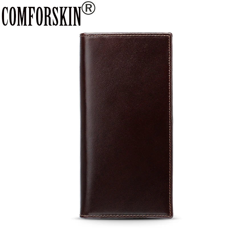 

COMFORSKIN New Arrival Luxurious 100% Genuine Oil Waxing Leather Multi-function Men Wallet 2020 Large Capacity Men Zipper Purse