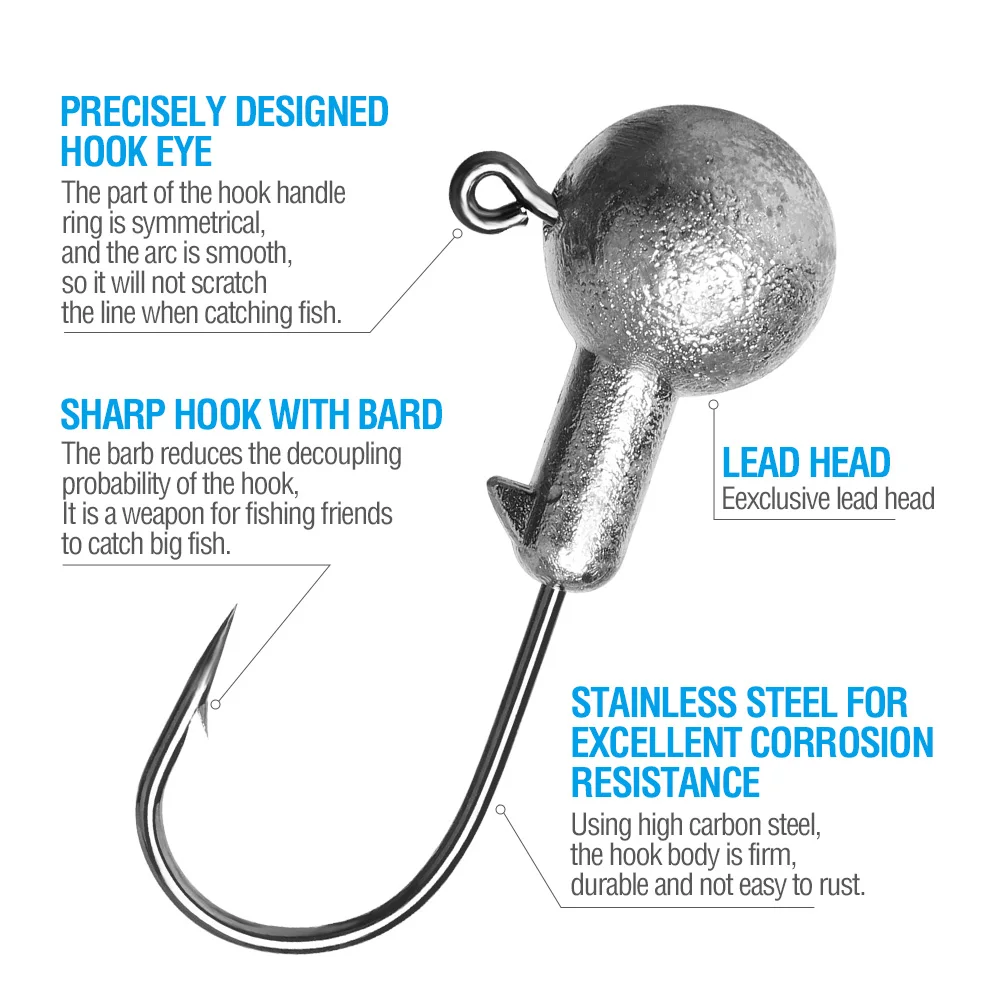 DONQL 5 шт./кор. Lead Jig Head рыболовный крючок 1-20 г кривошипно Jig Head крючок для карпа, приманки для рыбалки, мягкие, червь рыболовные снасти аксессуары