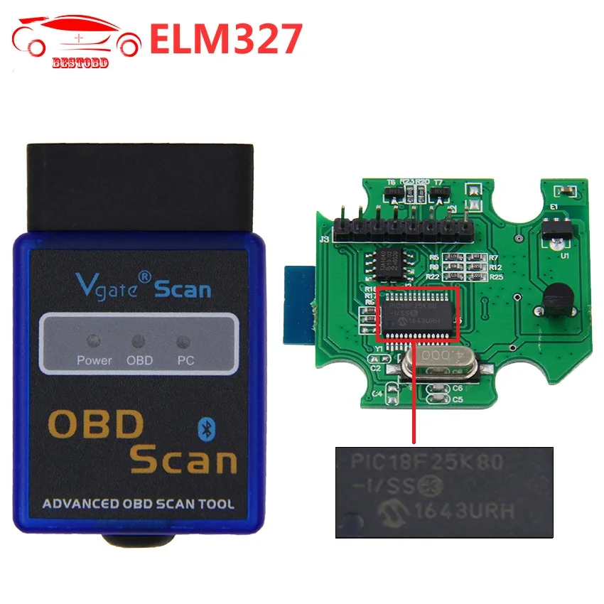 Сканер ELM327 V1.5 с чипом PIC18F25K80 Bluetooth OBD2 сканер VGATE OBDII CAN BUS работает на Torque/ПК Android|elm327