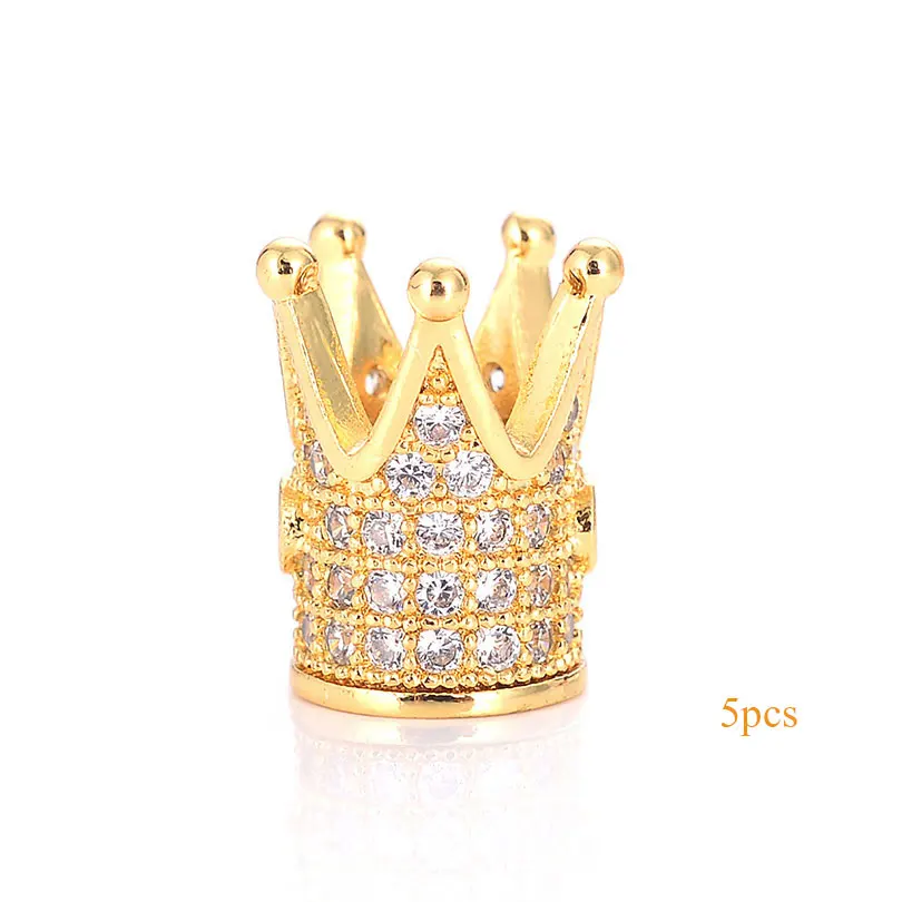 Gold-White-B Neovivi, 5 шт./партия, медная Корона, бусины, Череп, леопард, распорка для шлема, CZ, микро проложенный кубический цирконий, разъем для изготовления ювелирных изделий - Цвет: Gold-White-B