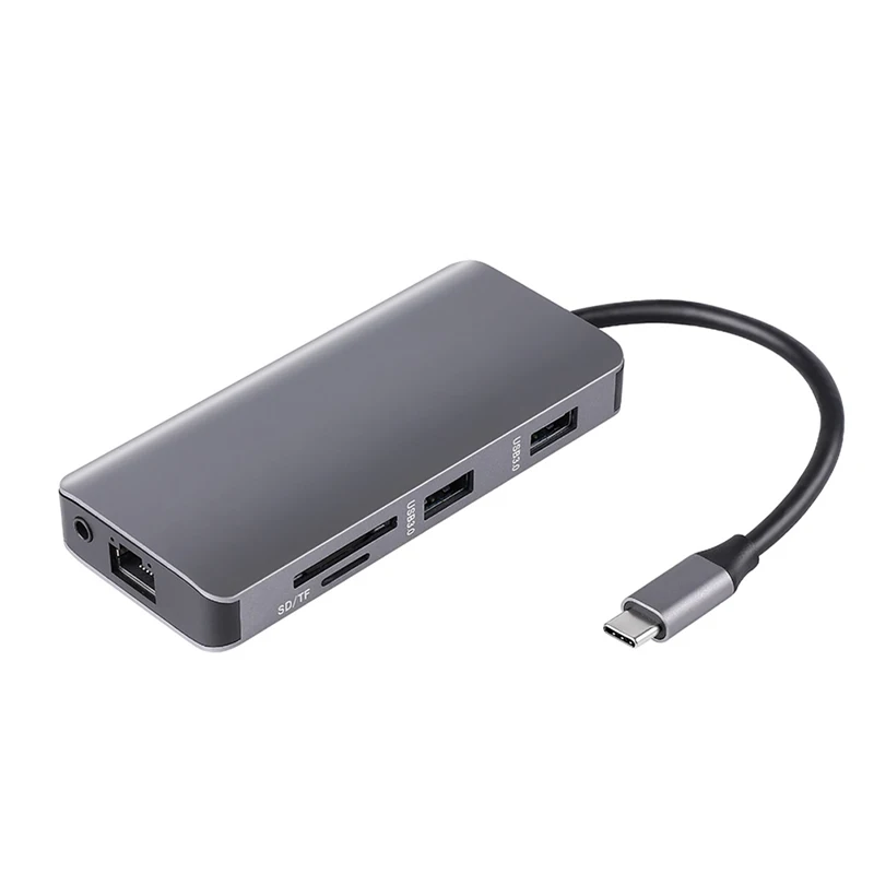 Новый 9 в 1 type C концентратор адаптер USB к HDMI 2 USB3.0 Micro SD/TF кард ридер с PD DC128| |