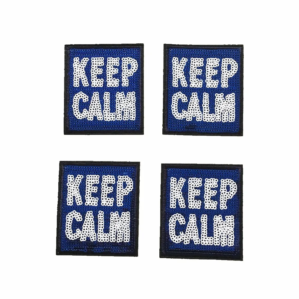 Новое поступление квадратные патчи с надписью KEEP CALM блестками для одежды рюкзака
