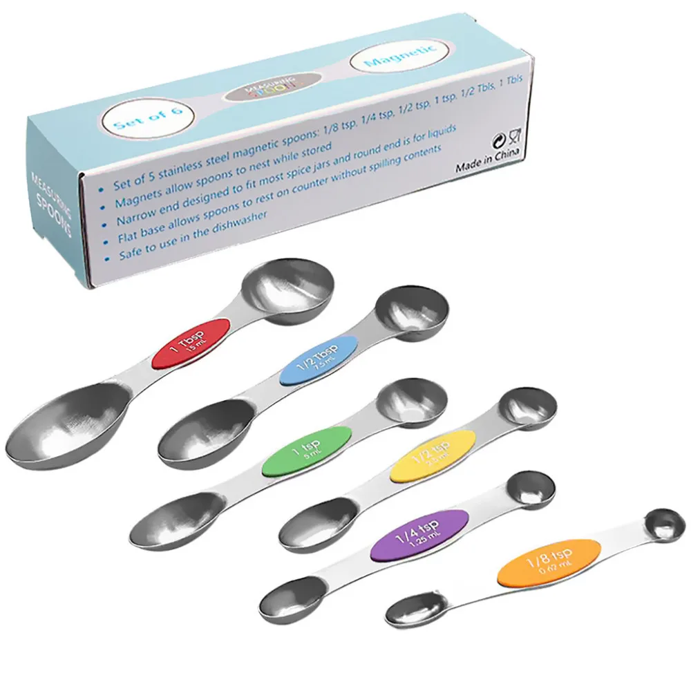 Магнитная мерная ложка из нержавеющей стали 6 шт. для домашнего измерения кухни 12