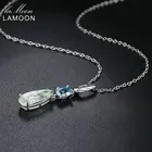 LAMOON натуральный драгоценный Камень Пренит и Топаз 925 серебро цепочка Кулон ожерелье цветные ювелирные изделия для женщин LMNI063