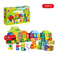 75pcs large particles number train building blocks education diy number arithmetic bricks train toy kids toys for children gift