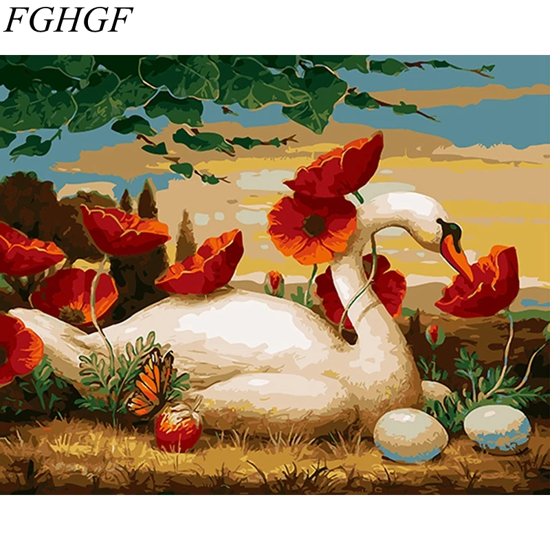 Набор для рисования по номерам на холсте лебедь без рамки|oil painting|picture paintingpainting