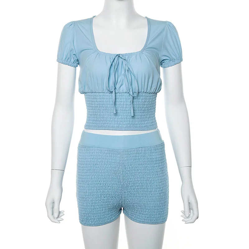 Шикарные Модные Ruched Drawstring пикантные Короткие топы Высокая талия эластичные