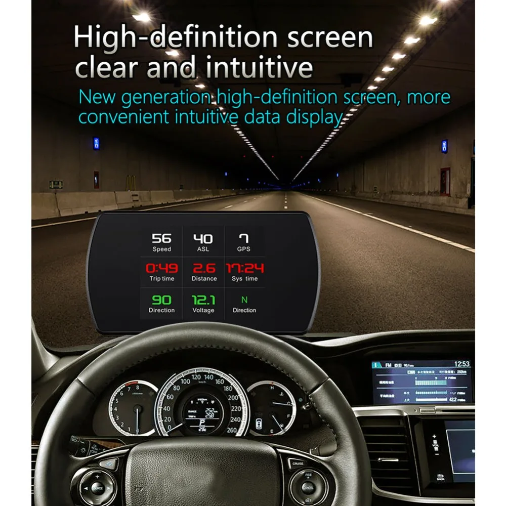 P12 T800 Hud Автомобильный дисплей OBD gps бортовой компьютер умный цифровой измеритель HD OBD2 дисплей Спидометр об/мин Тахометр
