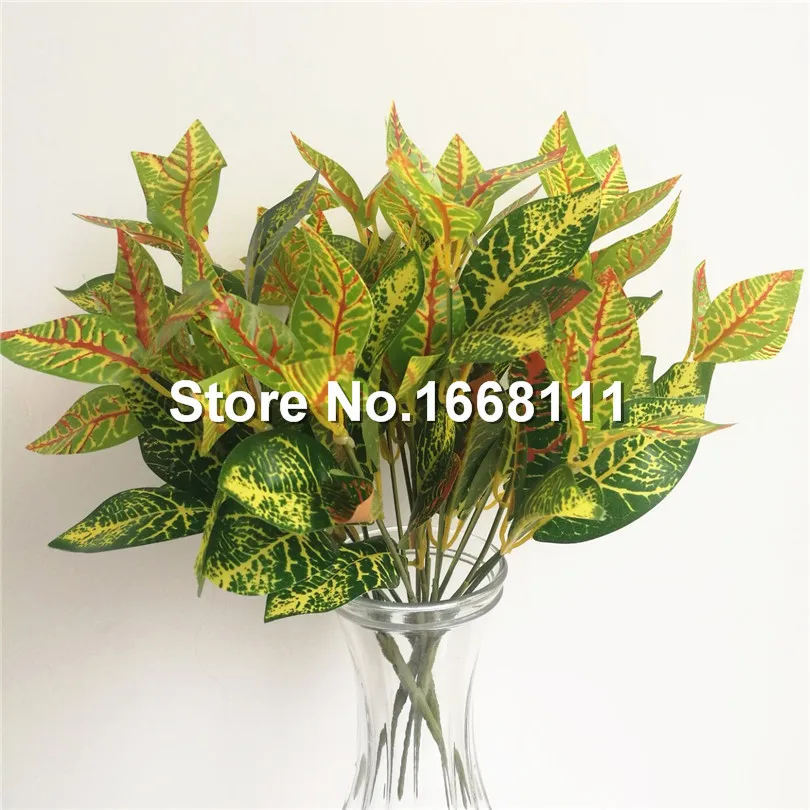 10 шт. искусственные пестрые листья кротон растение пластик зелень для дома