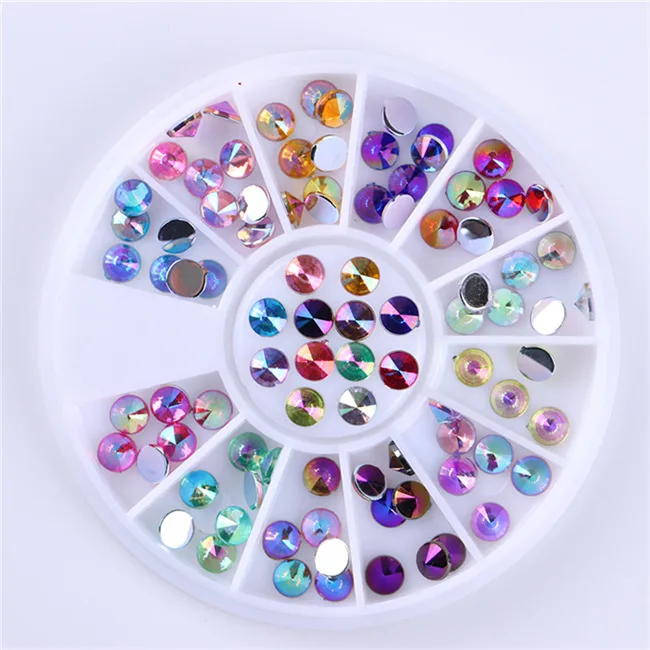 Pattern 25 1 коробка 3D ногтей блестящие стразы красочные блестящие акриловые Стразы для ногтей DIY маникюр Дизайн ногтей украшение в колесах - Цвет: Pattern 25