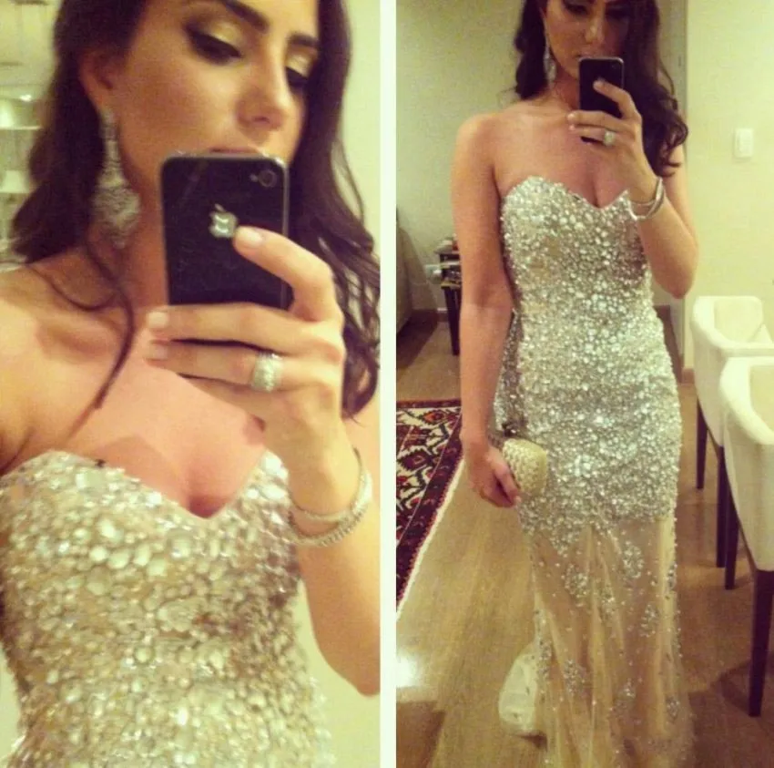

Bling Bling Sparkly Crystals Prom Dresses Beaded Sweetheart Neckline A-Line Tulle vestidos de fiesta 2017 Prom Dress XY160