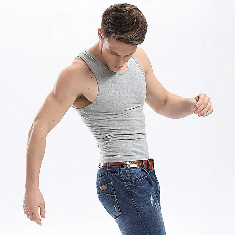 2021 Для мужчин топ на бретелях жилет летняя хлопковая Колготки slim нижнее бельё для