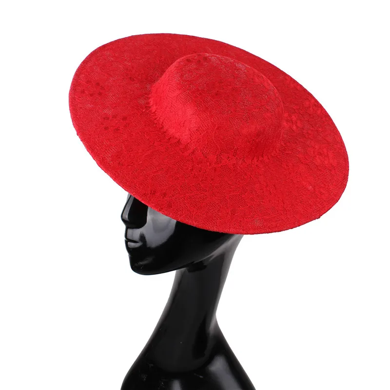 Новое поступление 30 см красный большой размер millinery имитация Sinamay вуалетки база с кружевом вечерние аксессуары для волос DIY Коктейльные шапки - Цвет: Красный