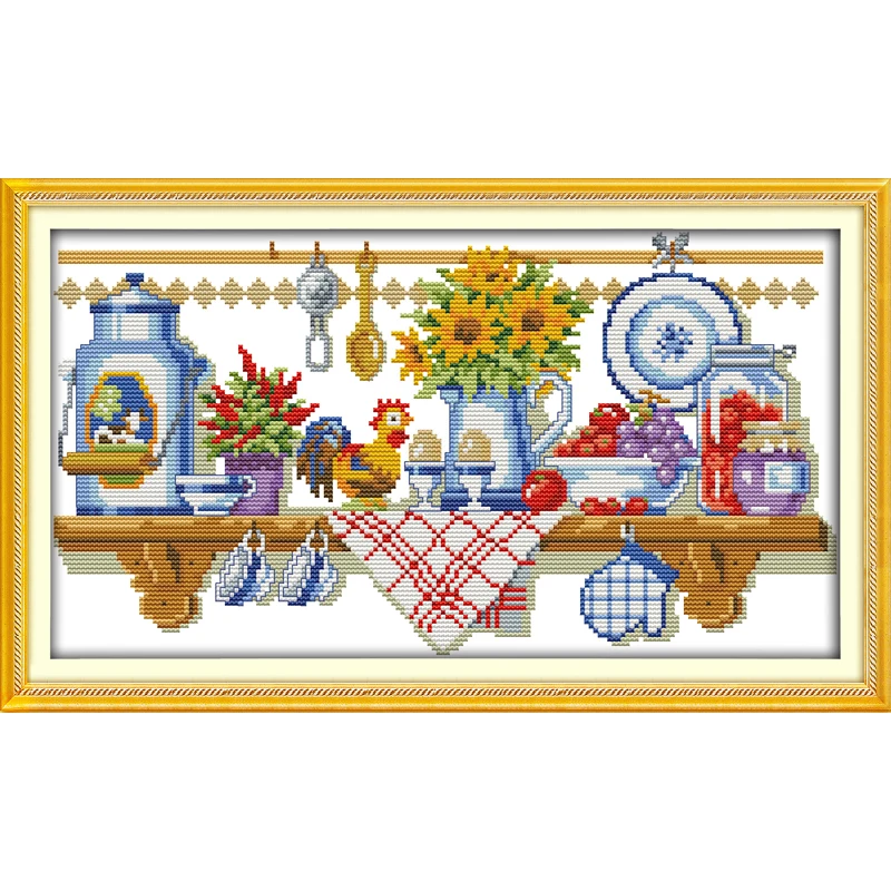 

Everlasting Love The Kitchen Corner Chinese Cross Stitch Kits Ecological Cotton Fabric DIY 11 CT Christmas Decorations For Home
