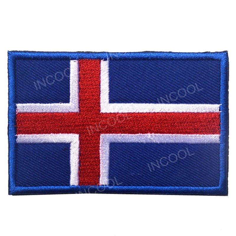 Island Iceland Blue Вышивка патч флаг острова Исландии Suomi Finland Sverige Sweden Kongeriget Danmark Norge Norway европейские флаги аппликации - Цвет: Island Iceland Blue