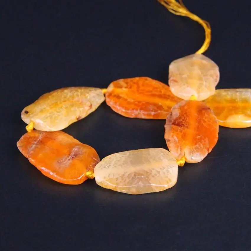 Approx8PCS/strand Orange Yellow Raw Dragon Veins Agates Druzy Faceted Slab Nugget Beads Drusy Gems Stone Slice Pendants Jewelry | Украшения