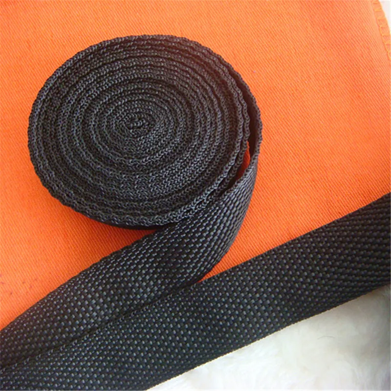 Полиэфирная тканая лента для рукоделия однотонная черная 5 ярдов 1 дюйма (25