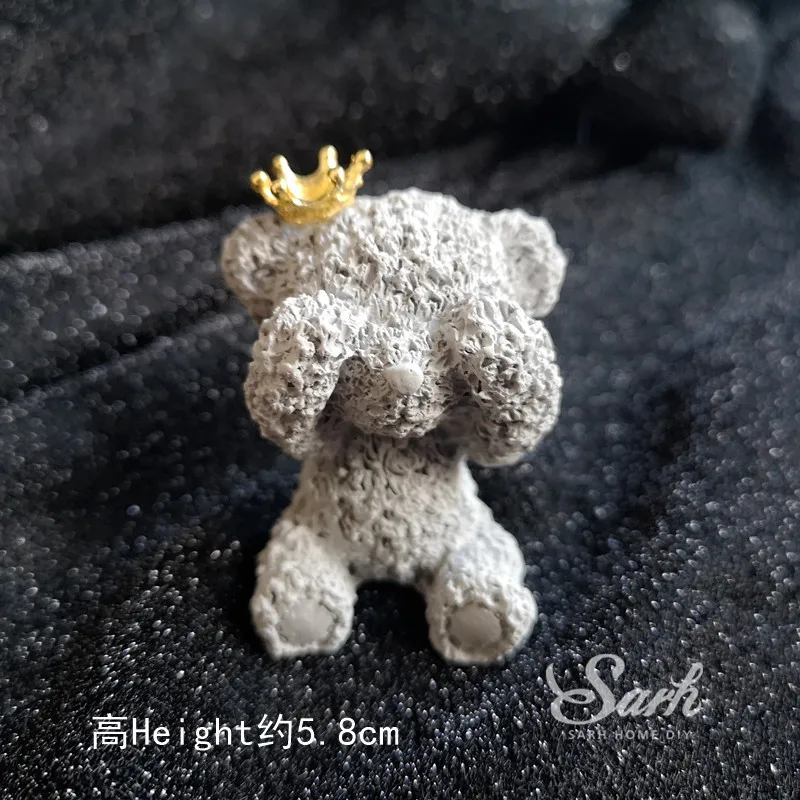 Gray bear Украшения для торта с розовой и белой короной в виде медведя, блестящий шар, звезда, свадебные принадлежности для жениха и невесты на день рождения, для выпечки, прекрасные подарки - Цвет: Gray bear