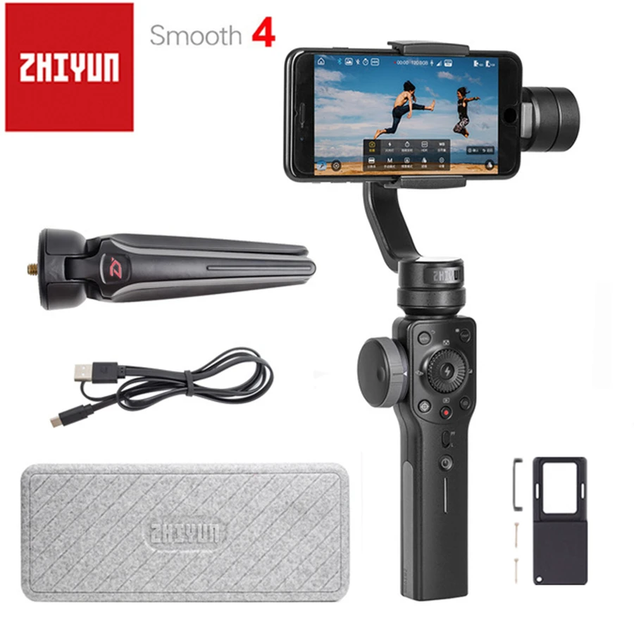 3 осевой Ручной Стабилизатор Zhiyun Smooth 4 для смартфонов iPhone X 8 7Plus 7 6S xiaomi Samsung S9 S8 с