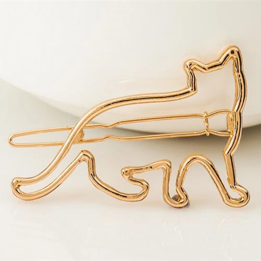 

New Lovely Zinc Alloy Silver Gold Cat Shape Women Girls Hair Clip Clamp Fashion Jewelry Hair Accessories