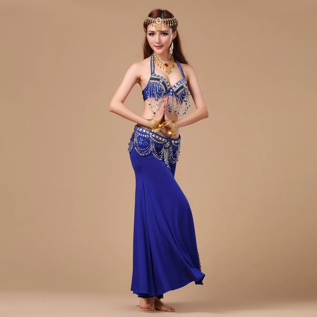 Женский костюм для танца живота комплект из 3 предметов: бюстгальтер + пояс