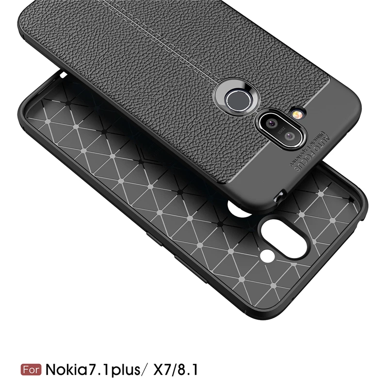 Чехол для Nokia 8 1 прочный корпус в стиле личи силиконовый Полный Защитный чехол X7