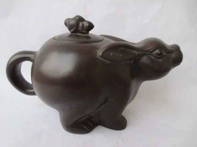 Изысканная интересная Древняя китайская глина Jingdezhen кролик чайник-скульптура |
