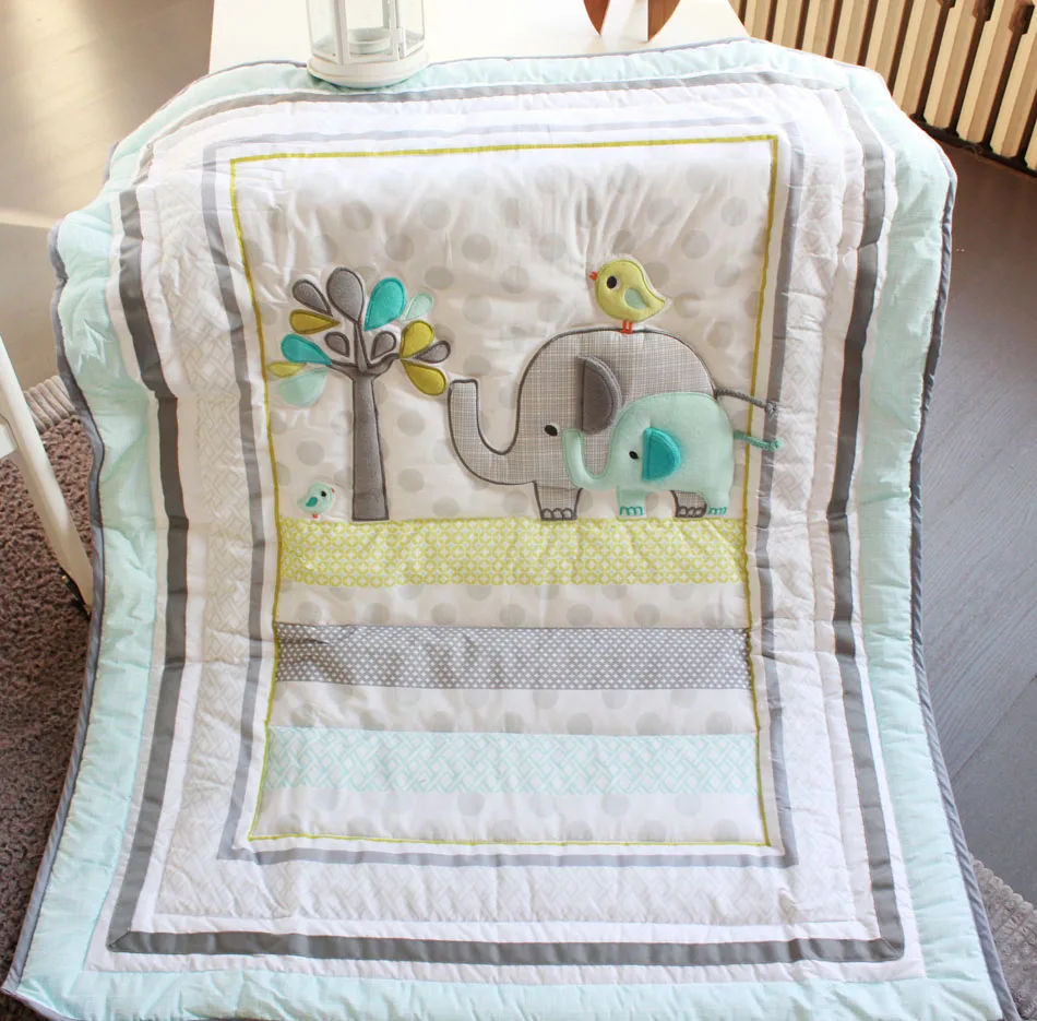 Discount! 7pcs Embroidered Baby Crib Bed Linen Bedding Set Cot Bedclothes include(bumpers+duvet+bed cover+bed skirt) | Мать и ребенок