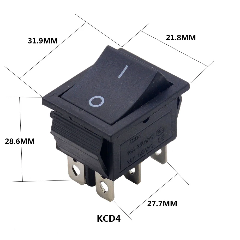 5 шт./лот SPST 2/3/4/6PIN на включение/выключение Круглый/квадратный лодка кулисный переключатель автомобиль приборной панели грузовик на колесах ATV дома KCD - Цвет: KCD4 6P
