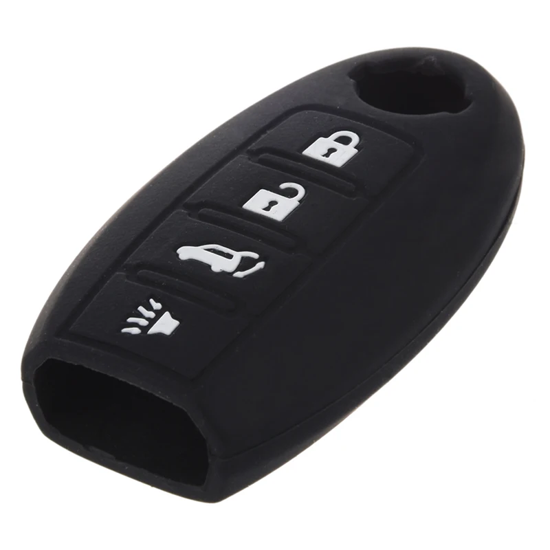 Силиконовый чехол для ключей держатель Nissan Remote Smart Key 4 кнопки черный|Футляр
