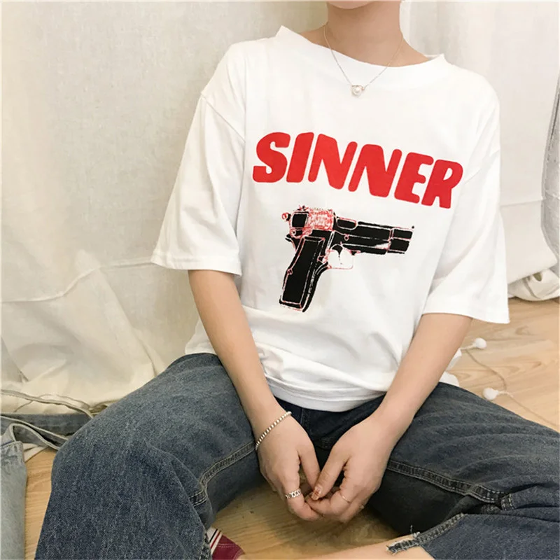 2017 летний женский новый студенческий пистолет с буквенным принтом круглый