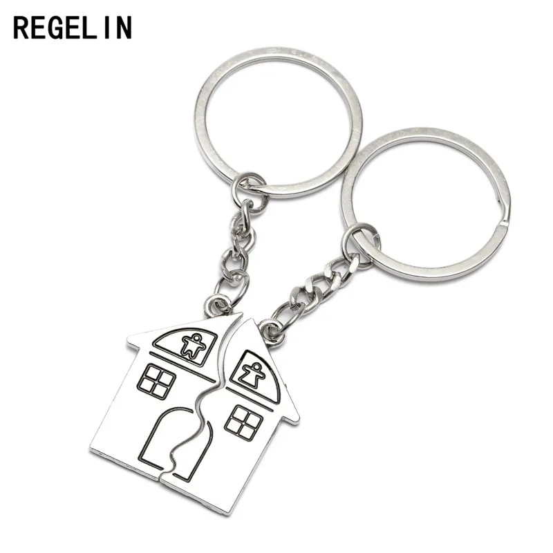 REGELIN 1 пара брелок для ключей дом посеребренное кольцо влюбленных любовь
