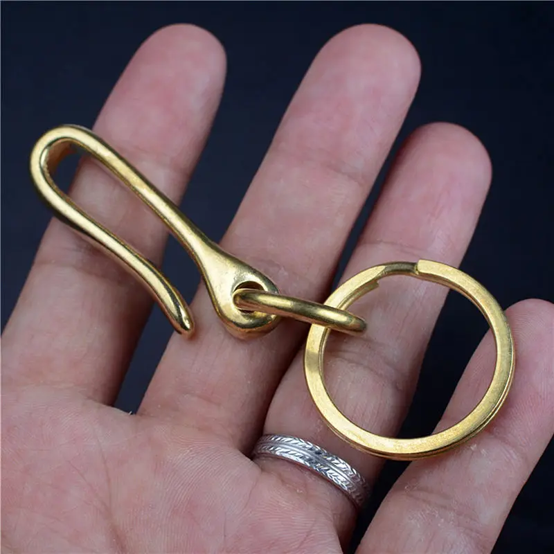 Брелок для ключей мужской из чистой латуни ручной работы прочный и долговечный|key