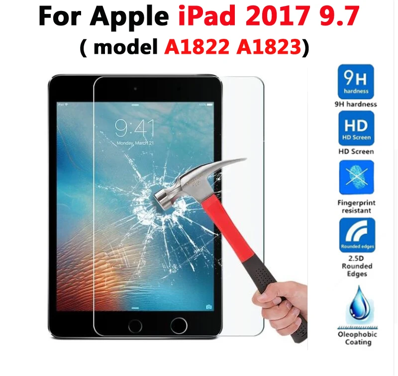 for ipad 2017 Защита экрана стекло+ чехол для iPad 9,7 Air 1/2/3 PU кожаный смарт-чехол для i Pad mini 1 2 3 4 5/pro 10,5 - Цвет: for ipad 2017