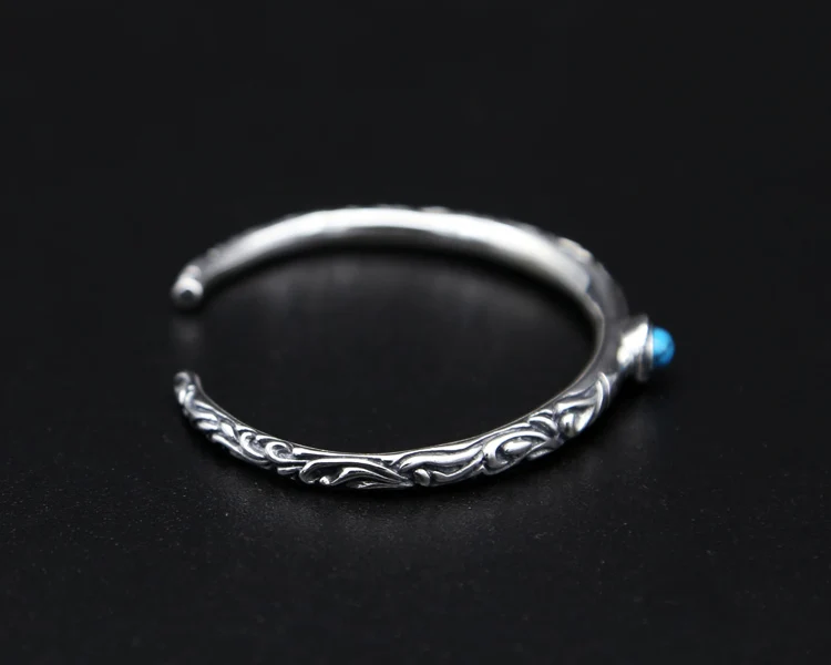 Браслет из серебра 100% пробы с бирюзовым камнем|cuff bangle|women cuffsilver bangles women |