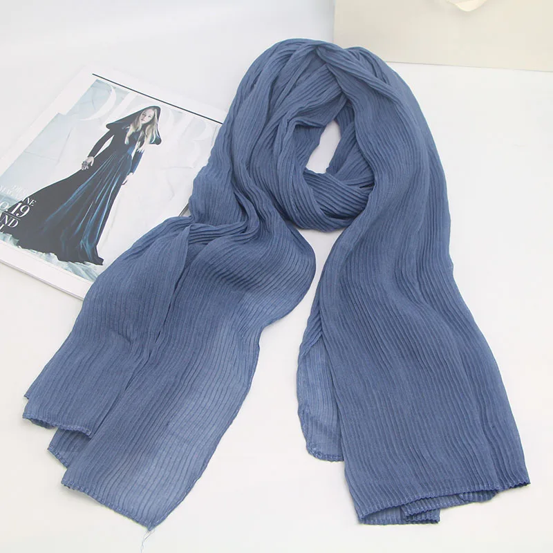 2019 Акция против морщин Одноцветный шарф новый мусульманские однотонные хиджабы