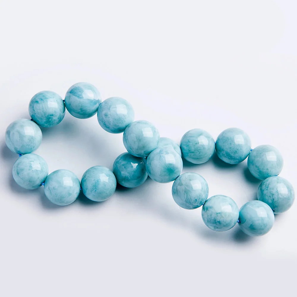 11 мм браслет из натуральных синих бусин Larimar от Dominica Gemstone Healing Stretch Water Pattern
