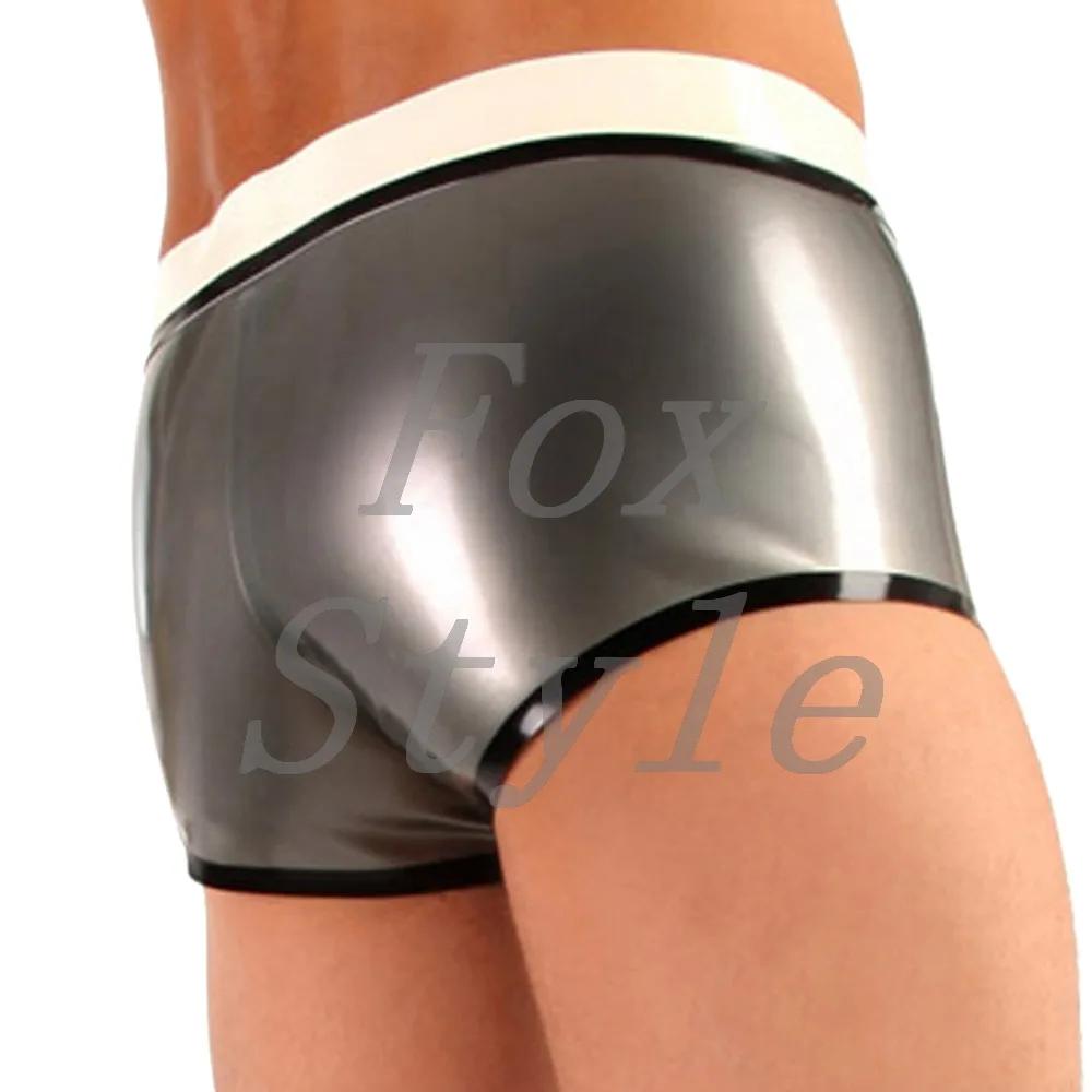 faster shipping! sexy latex rubber silver shorts for men