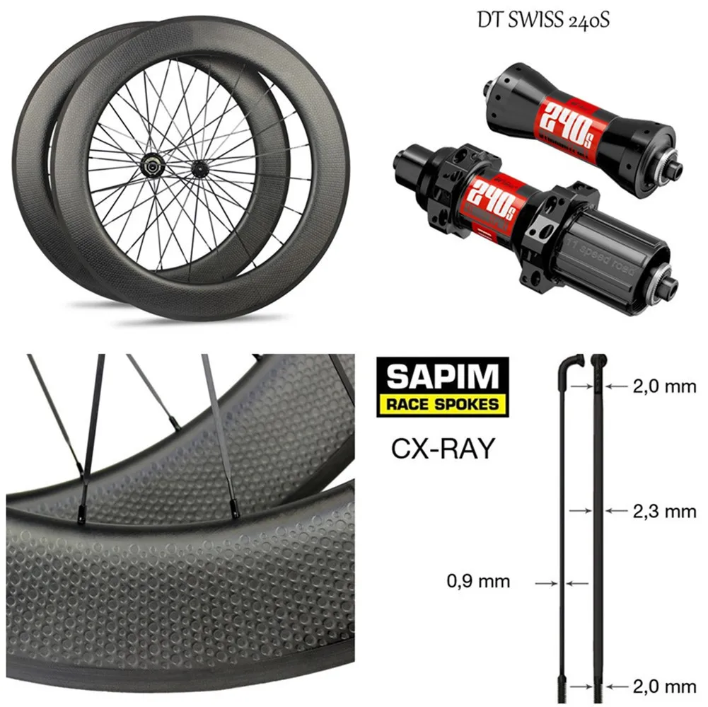 Высококлассное карбоновое колесо Dimple DT240S/DT350S концентратор Sapim CX-Ray спиц 700c дорожный велосипед колесная 45 мм 50 мм 58 мм 80 мм клинчер трубчатый