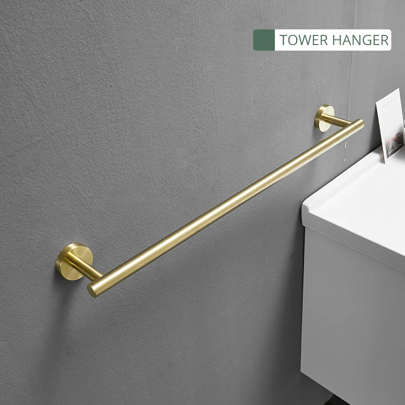 Single Tower Bar FLG золотые аксессуары для ванной комнаты, нержавеющая сталь, держатель для туалетной бумаги, держатель для башни, настенный набор аксессуаров для ванной комнаты - Цвет: Single Tower Bar
