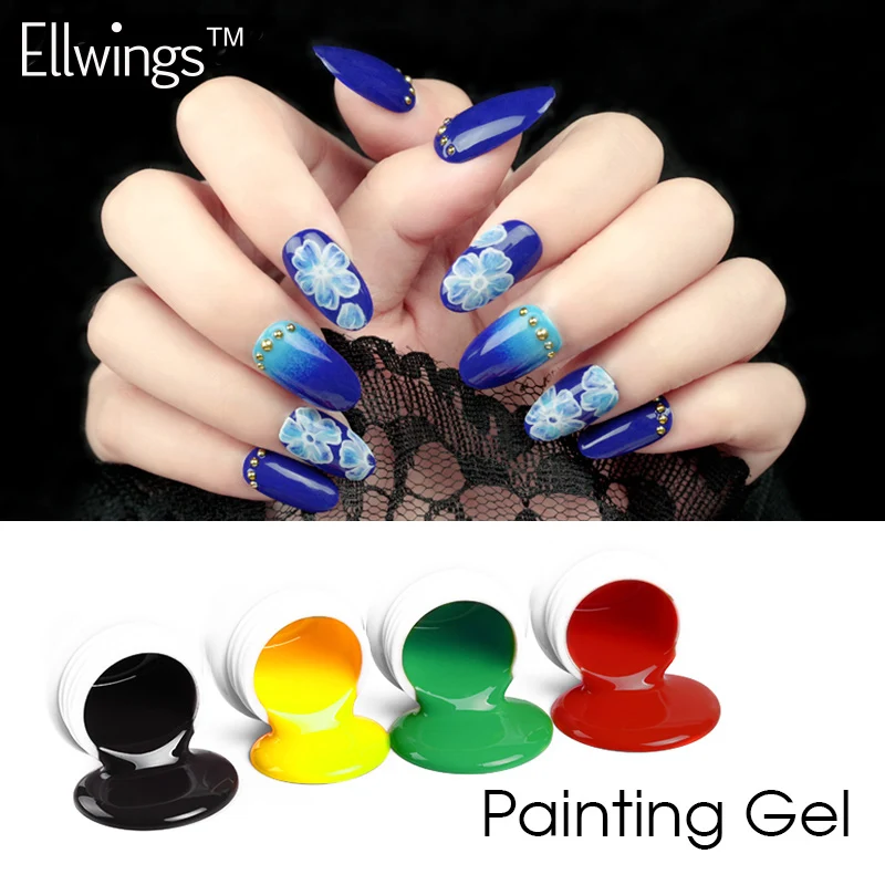 Ellwings 3D Блеск Краски ing Гели для ногтей польский гель DIY Дизайн набор 12 Цветов